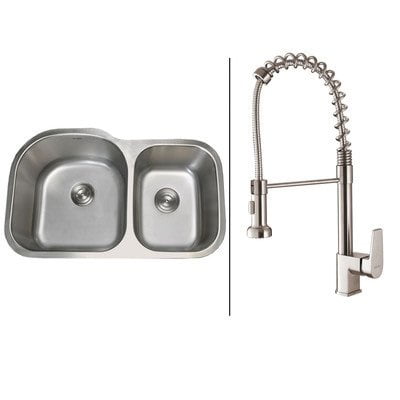 Ruvati RVC1521 Stainless Steel Kitchen Sink and Chrome Faucet Set 